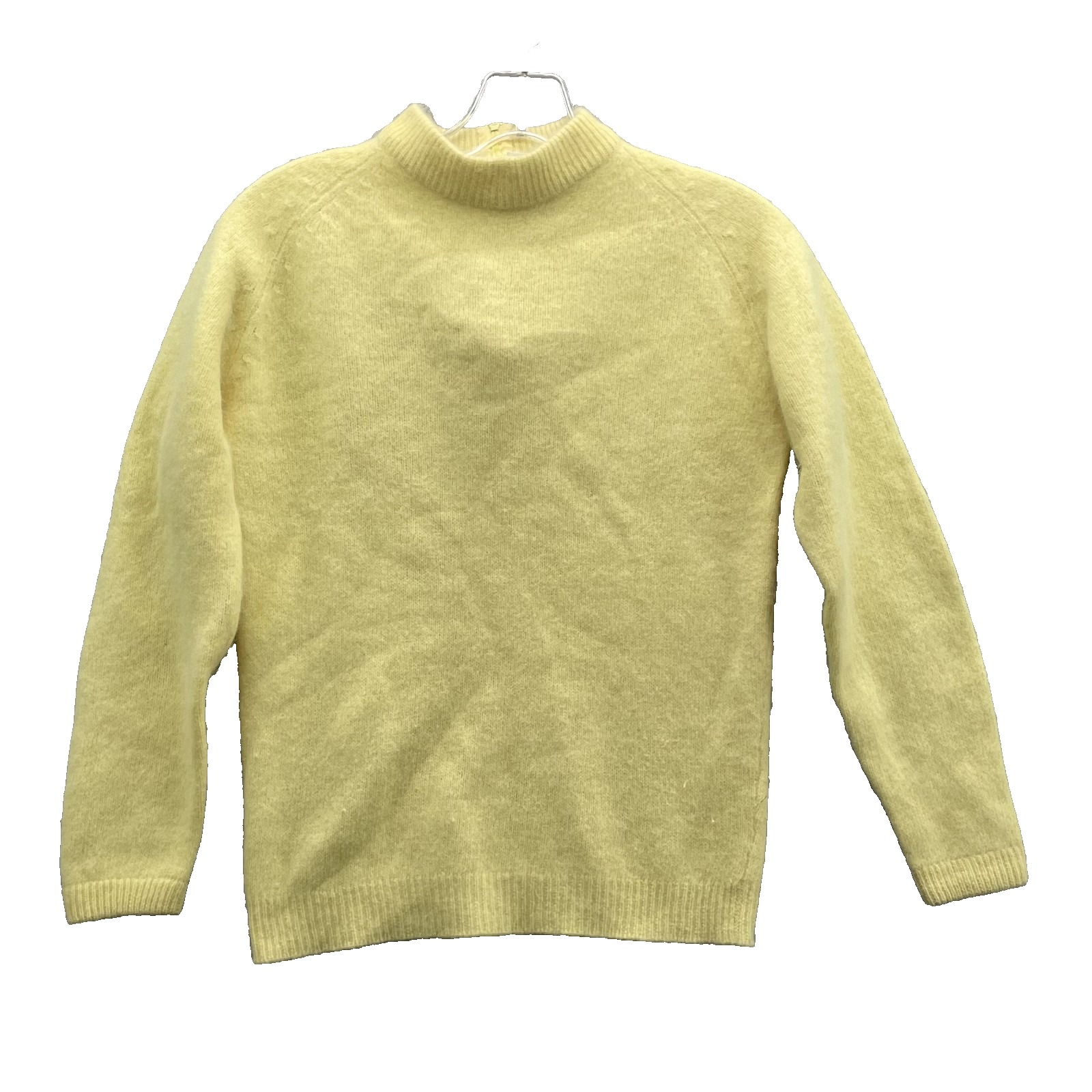 Vintage Angora Rabbit Lambswool Sweater Women Xs/S Yellow Hand Loomed Japan Knit